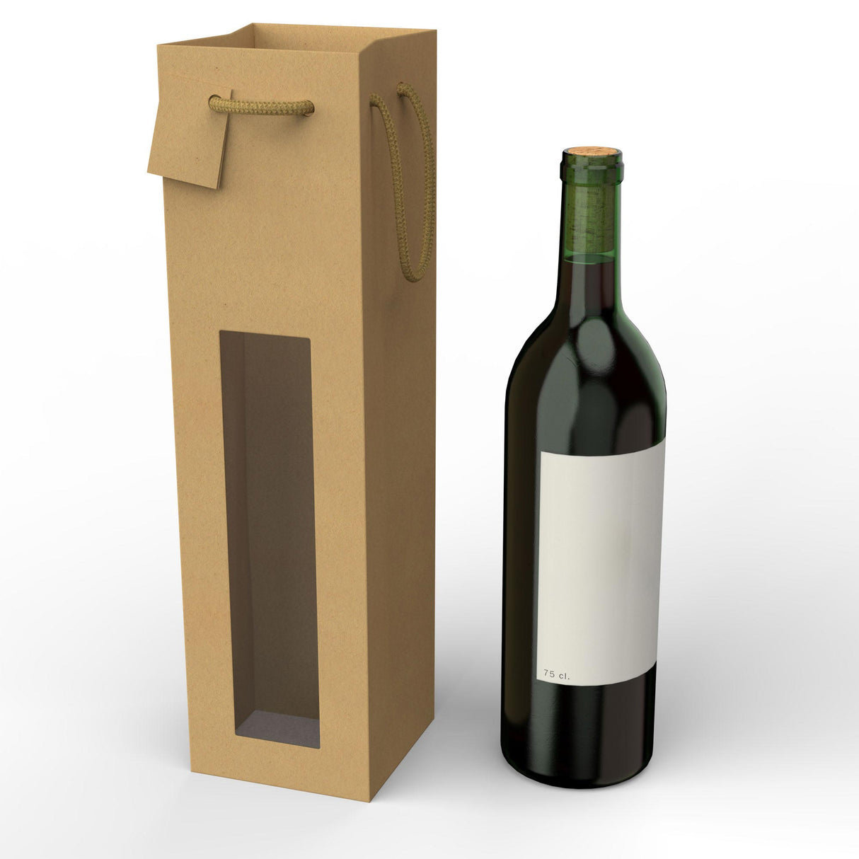 Kraftový papírové tašky na víno (75 cl.)