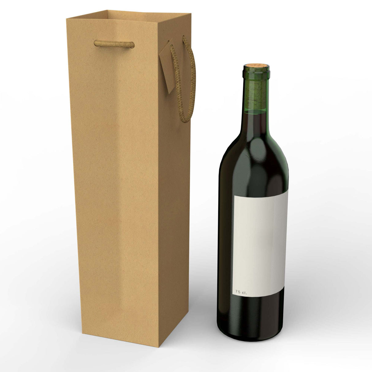 Kraftový papírové tašky na víno (75 cl.)