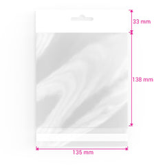 Cello Bags (With Header) Clear 135 x 138 mm