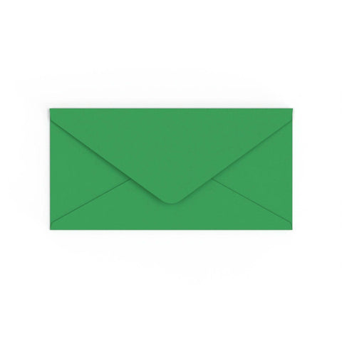 DL Kelly Green British Made Gummed V-Flap Envelope (110 x 220mm)