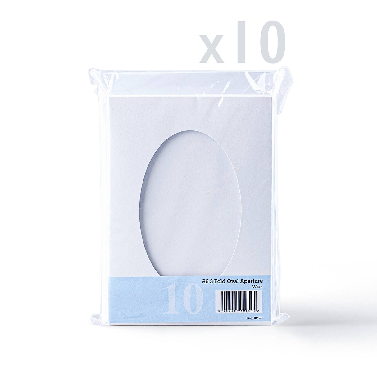 Bílé trojité přehýbací karty s oválným výřezem – balení