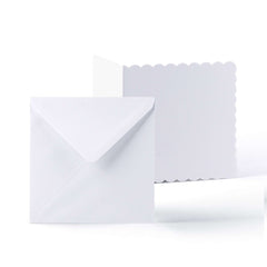 White Scalloped Cards & Envelopes Pack White 155x155 mm + 145x145 mm