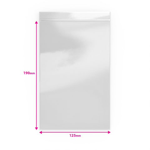 Grip Seal Bags Clear 190 x 125 mm