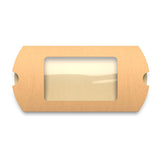 Kraftové krabičky ve tvaru polštářku s okénkem