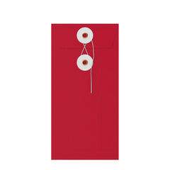 Coloured envelopes with string and washer closure Red + White 220 x 110 mm (DL)